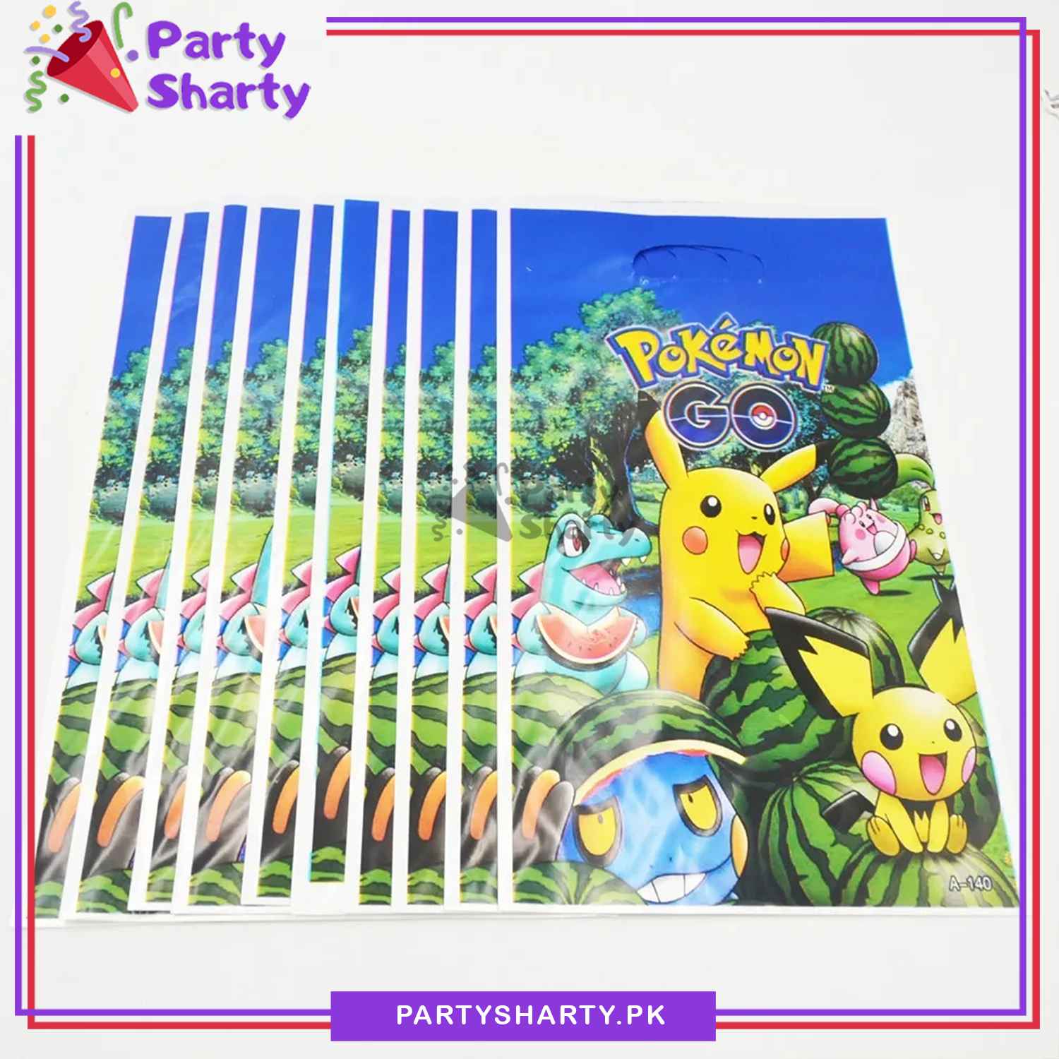 Pokémon Theme Goody Bags Pack of 10 For Pokémon Theme Birthday Party Decoration and Celebration