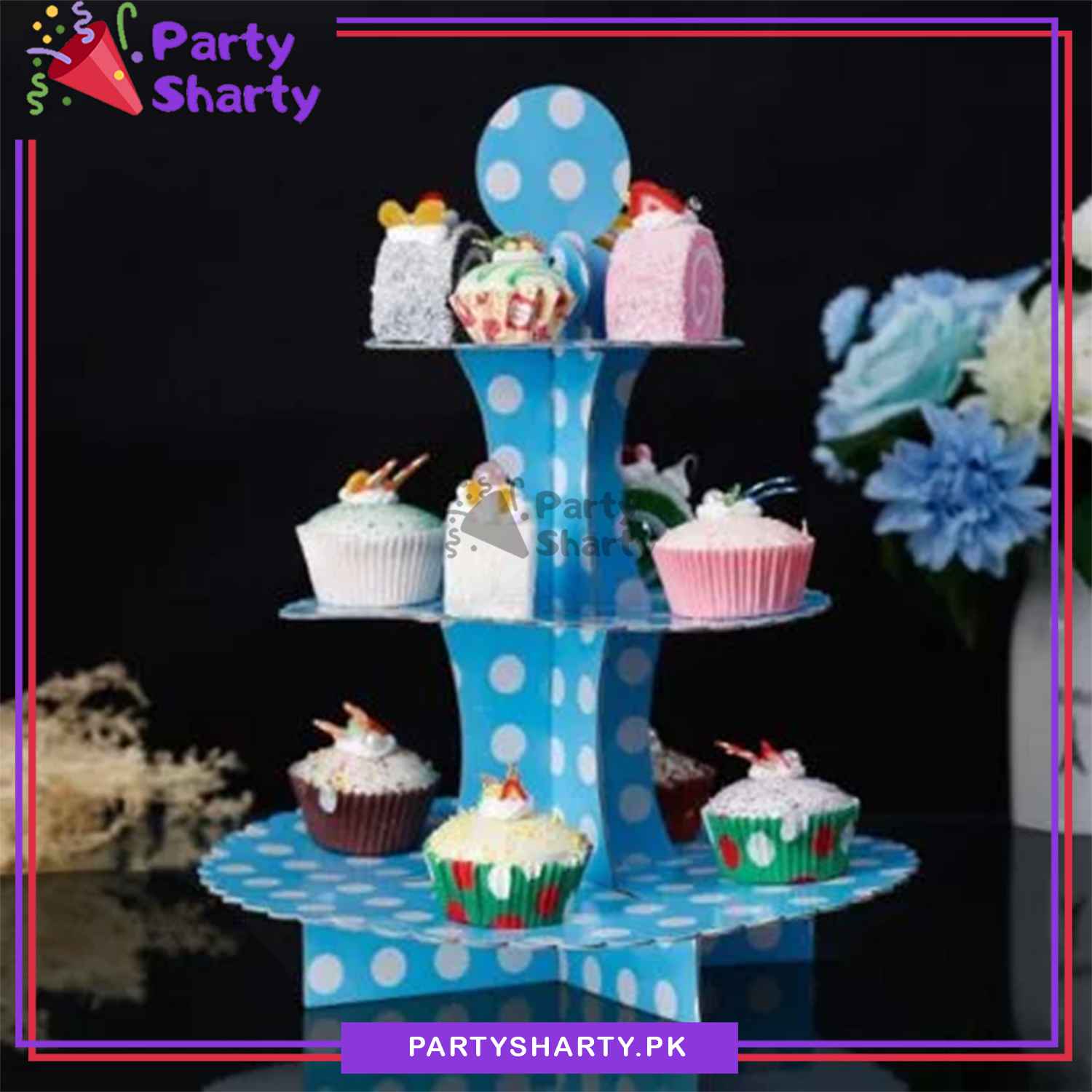Polka Dots Design Cupcake Stand For Birthday Party Decoration and Celebration