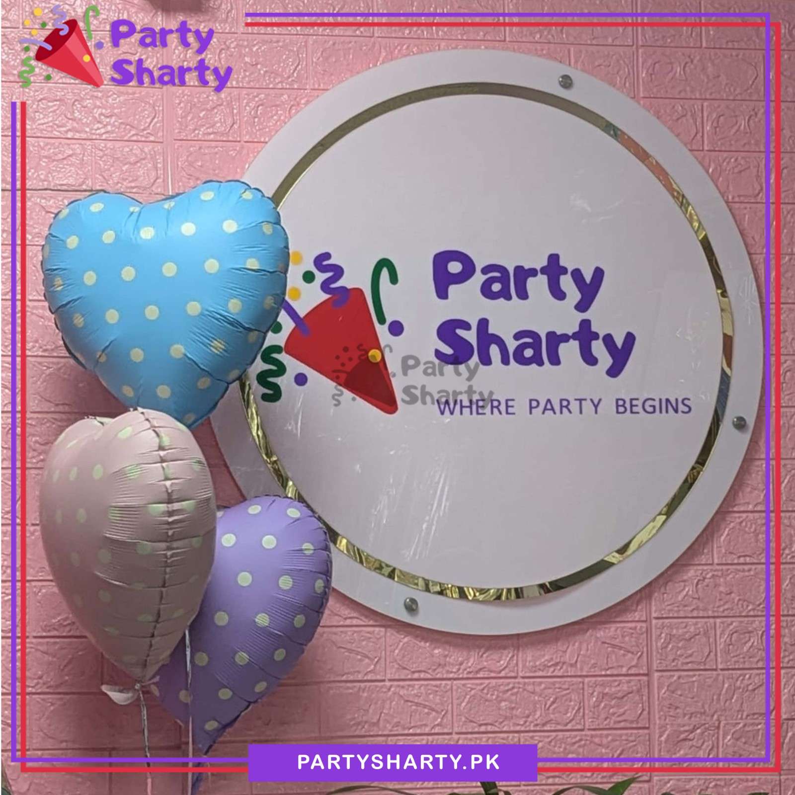 Matte Color Polka Dots Printed Heart Foil Balloon For Party & Event Decoration
