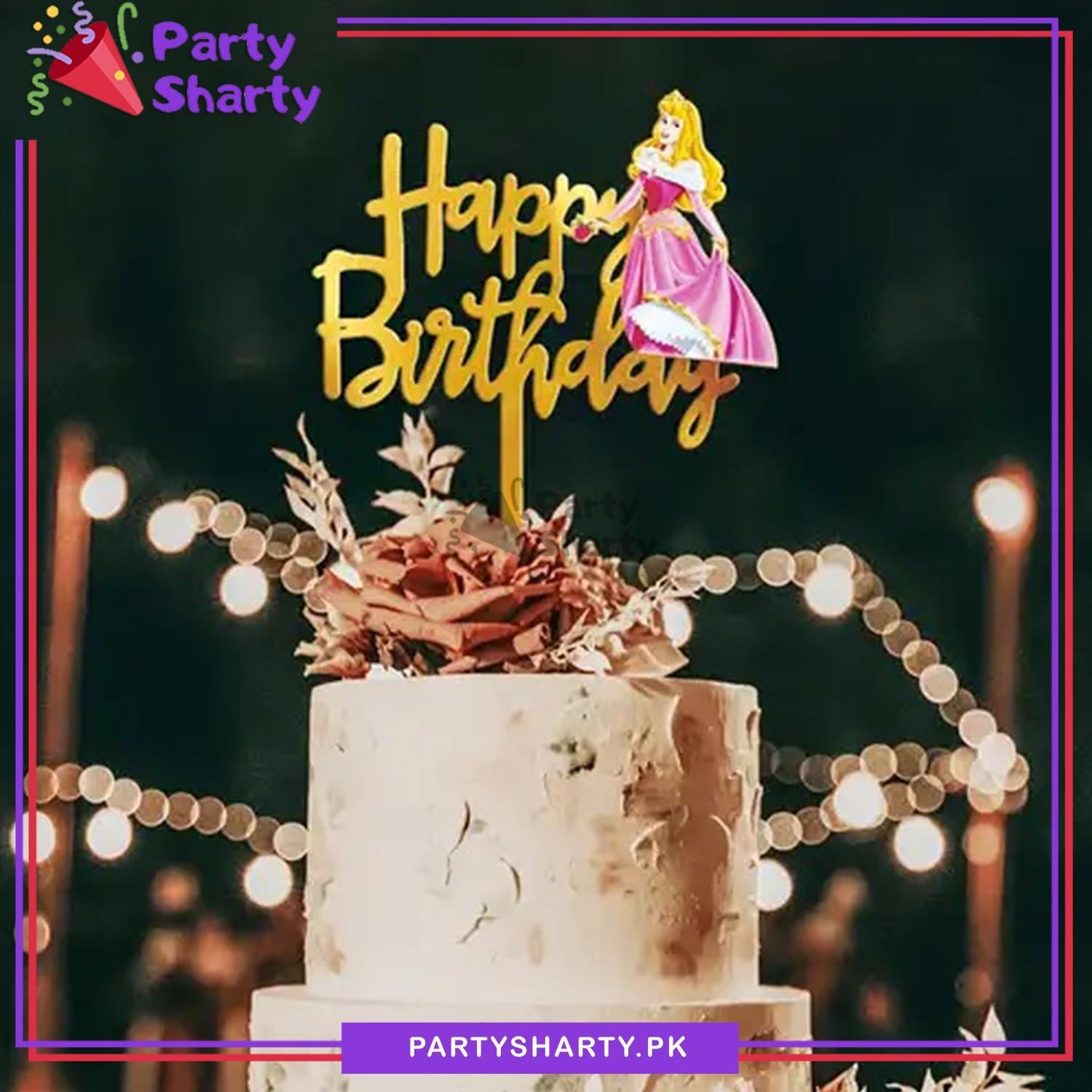 Princess Aurora Theme Acrylic Cake Topper For Birthday Party Celebration and Decoration