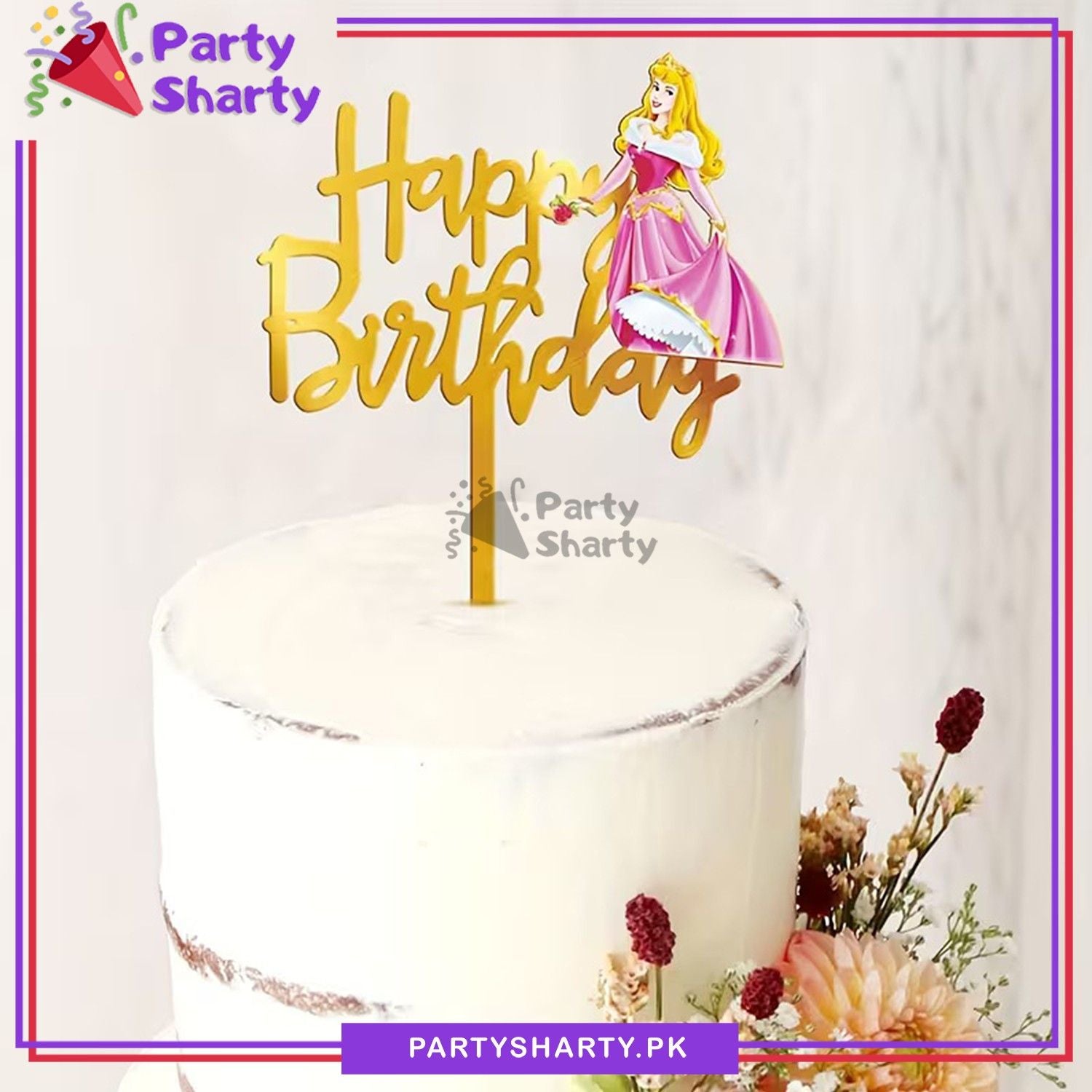 Princess Aurora Theme Acrylic Cake Topper For Birthday Party Celebration and Decoration