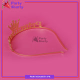 Pink Diamante Princess Girl Golden Metal Tiara For Birthday Party Event and Celebration