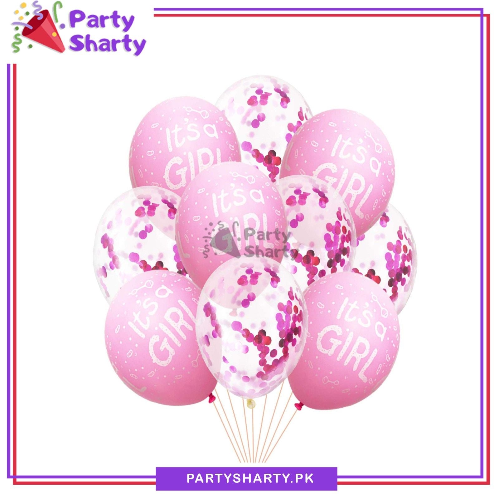 10pcs/Set Its a Girl / Boy Latex Balloons with Confetti Balloons for Baby Shower, Welcome Baby, Gender Reveal Decoration & Celebration