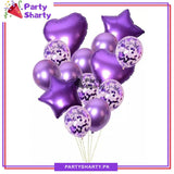 14 Pcs Confetti Decorative Party Balloons Set (Star, Heart Shaped & Confetti Filled Latex Party Balloons Set) For Birthday and Event