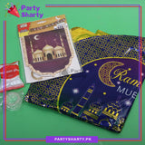 Purple Eid Mubarak Card Banner with Brown, Rose Gold, White & Golden Theme Set for Eid Decoration and Celebration