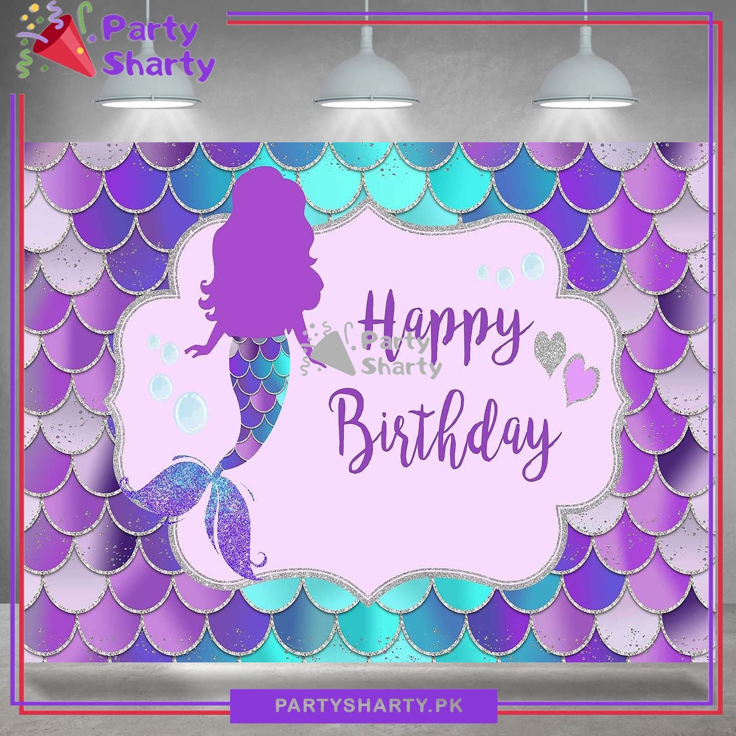 Purple Color Mermaid Theme Panaflex backdrop For Mermaid Theme Based Birthday Decoration and Celebration
