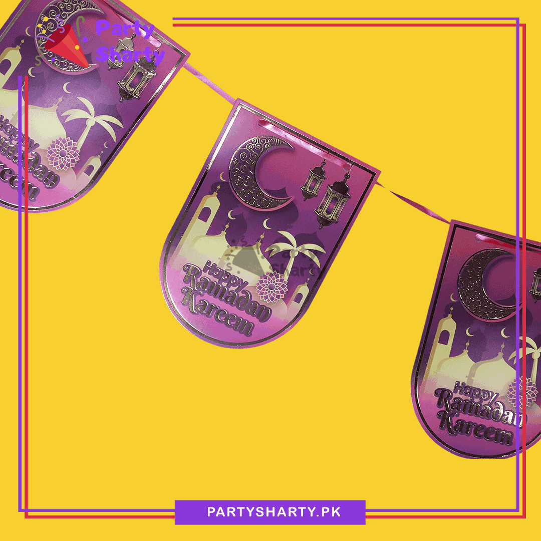 Dark Pink Ramadan Kareem U-Shaped Card Banner For Ramadan Theme Decoration