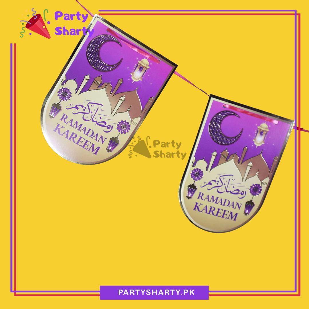 Purple Ramadan Kareem U-Shaped Card Banner For Ramadan Theme Decoration