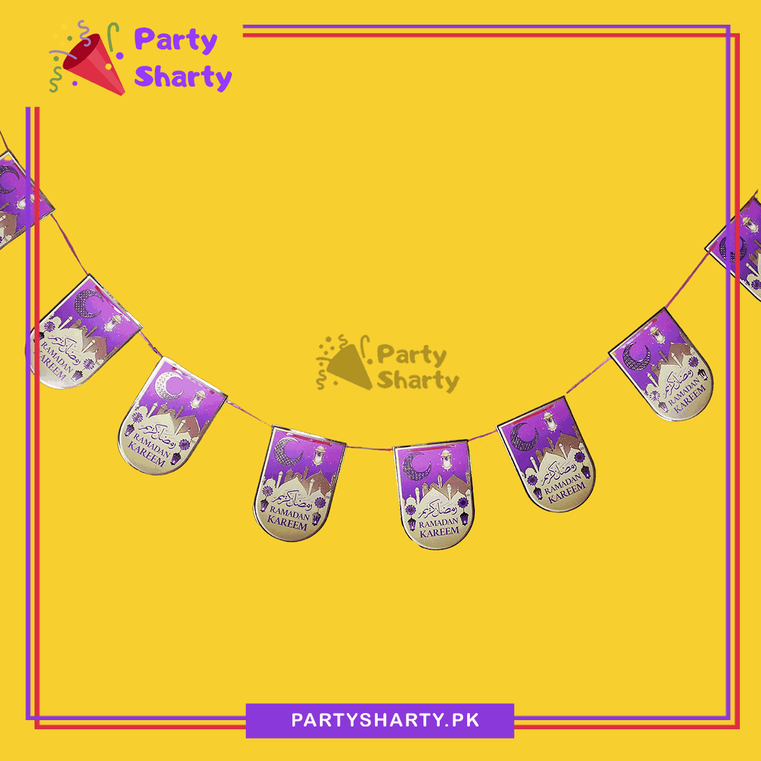 Purple Ramadan Kareem U-Shaped Card Banner For Ramadan Theme Decoration