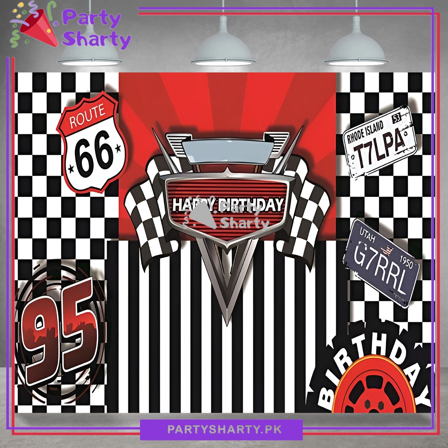 Racing Theme Panaflex backdrop For Too Fast / Racing Car Theme Birthday Decoration and Celebration