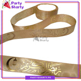 Imported Golden Ramadan Kareem Printed Ribbon Roll For Ramadan Gift Decoration