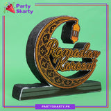 Ramadan Kareem Crescent Moon Shaped Thermocol Standee For Ramadan Mubarak Decoration and Celebrations