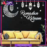 Ramadan Kareem Wall Vinyl Stickers, Hollow Moon Star Lantern Wall Sticker For Ramadan Kareem Wall Decoration