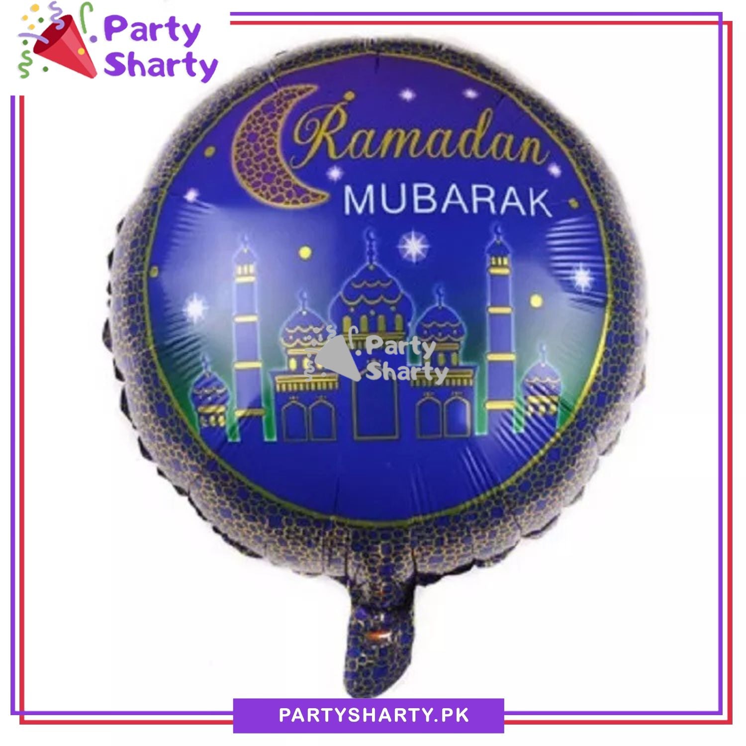 Ramadan Mubarak Dark Blue Round Foil Balloon For Ramadan Iftar Party Decoration and Celebration