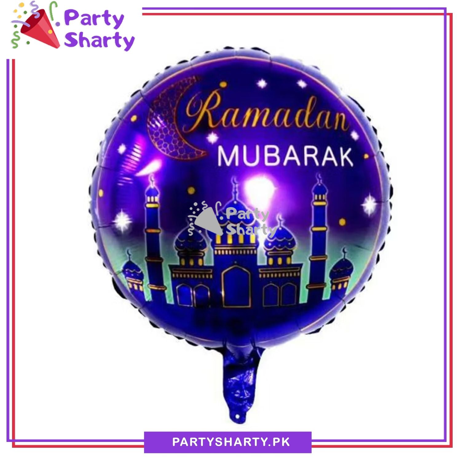 Ramadan Mubarak Dark Purple Round Foil Balloon For Ramadan Iftar Party Decoration and Celebration