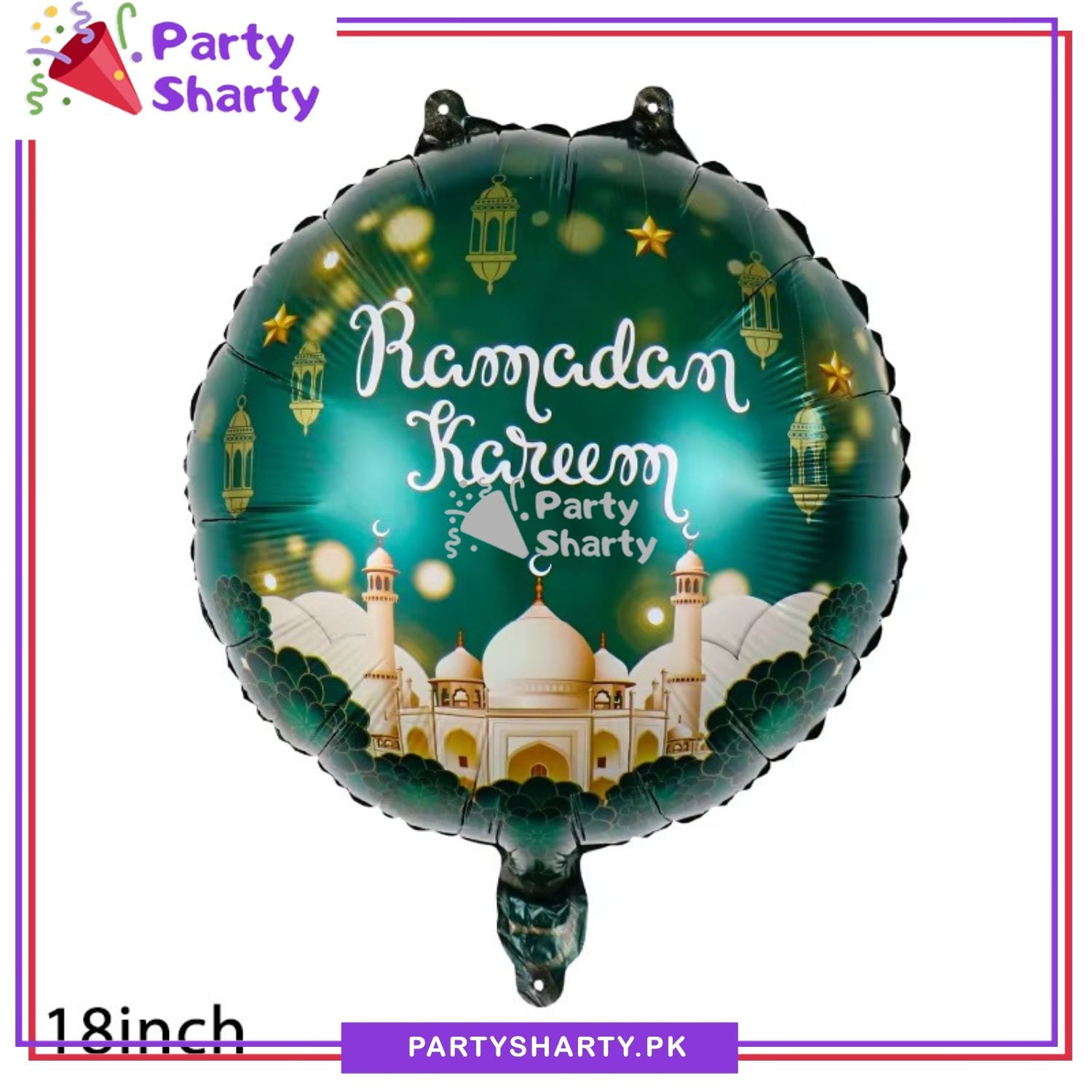 Ramadan Mubarak Green Round Foil Balloon For Ramadan Iftar Party Decoration and Celebration
