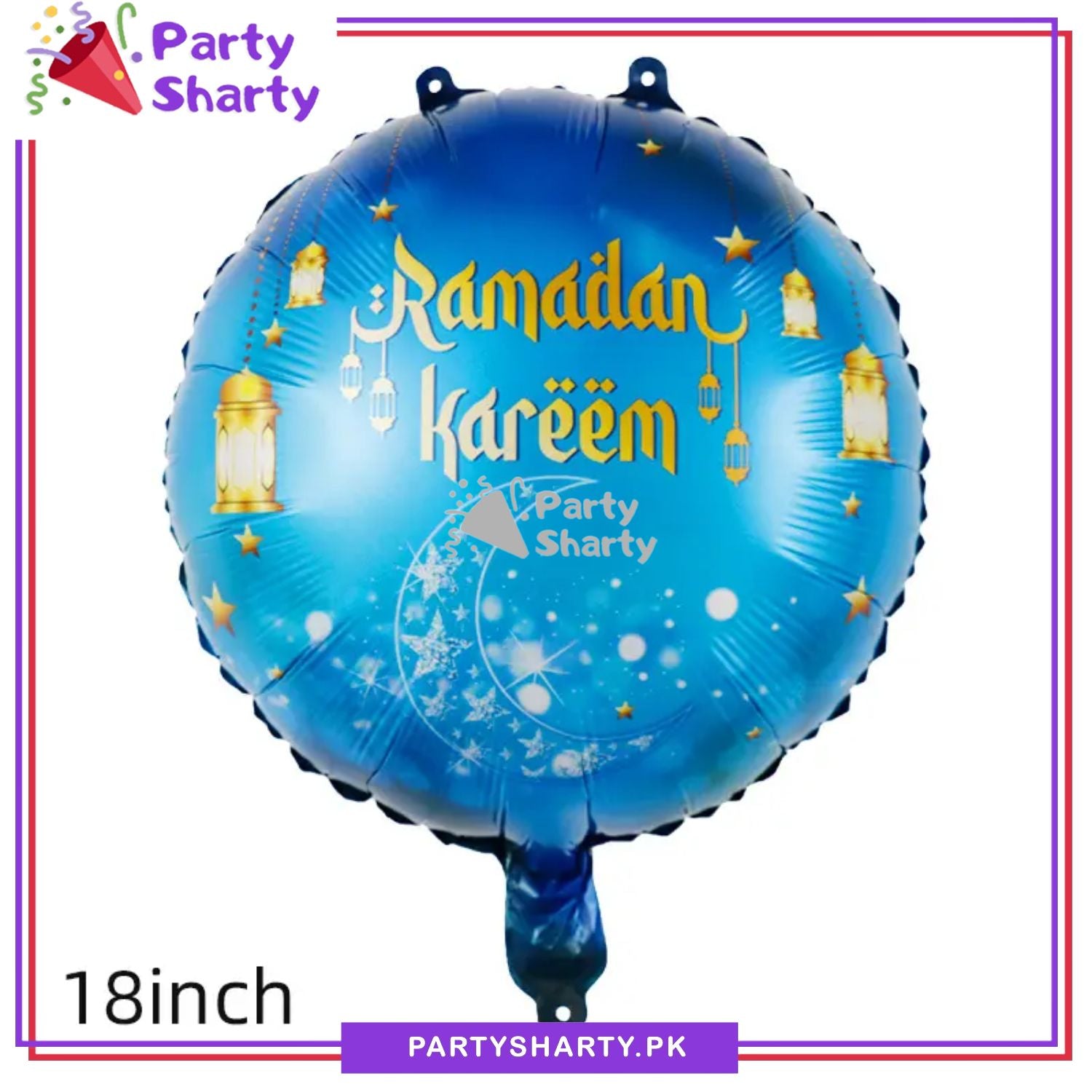 Ramadan Mubarak Light Blue Round Foil Balloon For Ramadan Iftar Party Decoration and Celebration