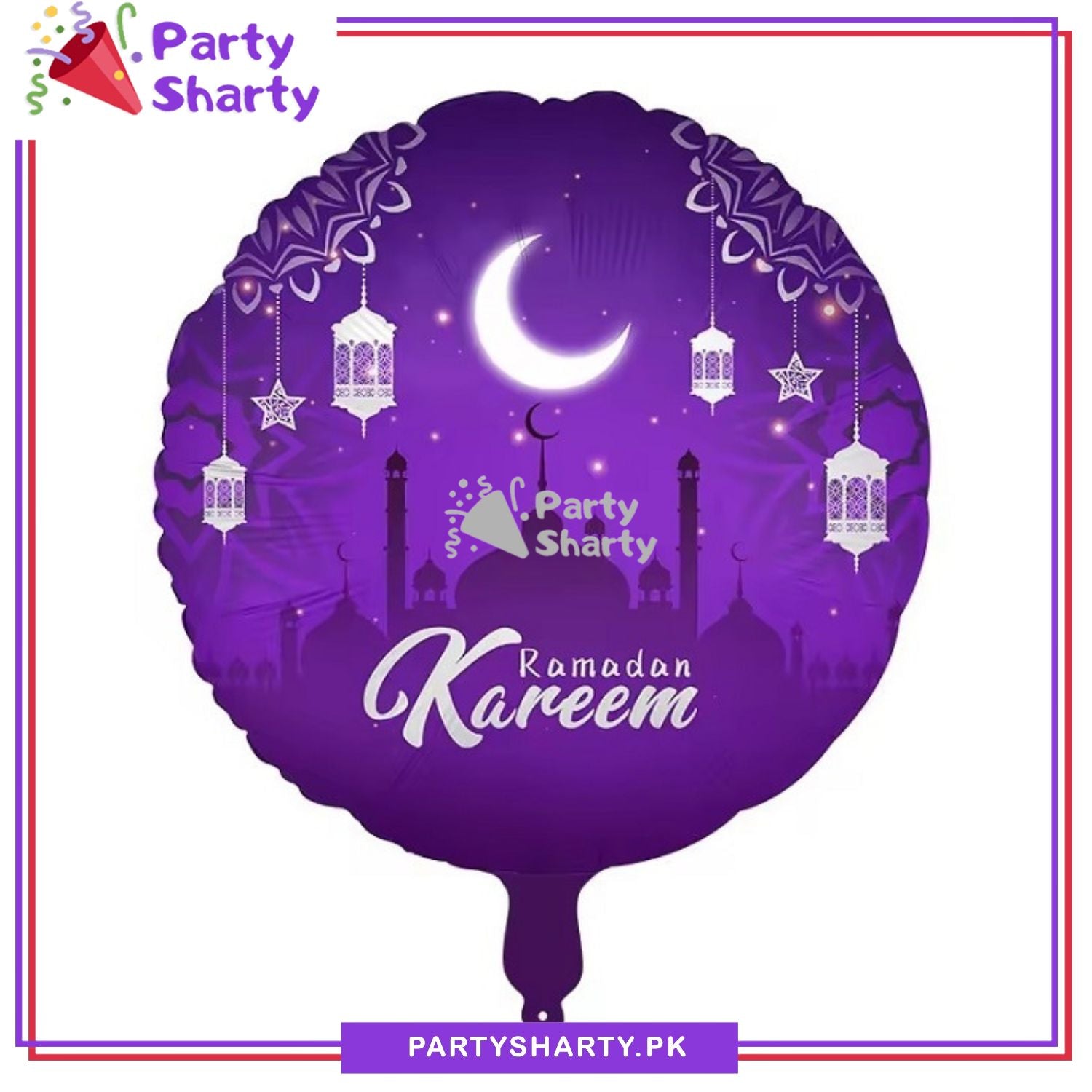 Ramadan Mubarak Purple Round Foil Balloon For Ramadan Iftar Party Decoration and Celebration