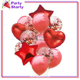 14 Pcs Confetti Decorative Party Balloons Set (Star, Heart Shaped & Confetti Filled Latex Party Balloons Set) For Birthday and Event