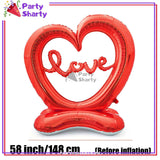 Red Hollow Heart with Love Foil Airloonz Balloons For Anniversary Valentine Theme Party Decoration and Celebration