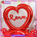 Red Hollow Heart with Love Foil Airloonz Balloons For Anniversary Valentine Theme Party Decoration and Celebration
