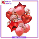 14 Pcs Confetti Decorative Party Balloons Set (Star, Heart Shaped & Confetti Filled Latex Party Balloons Set) For Birthday and Event