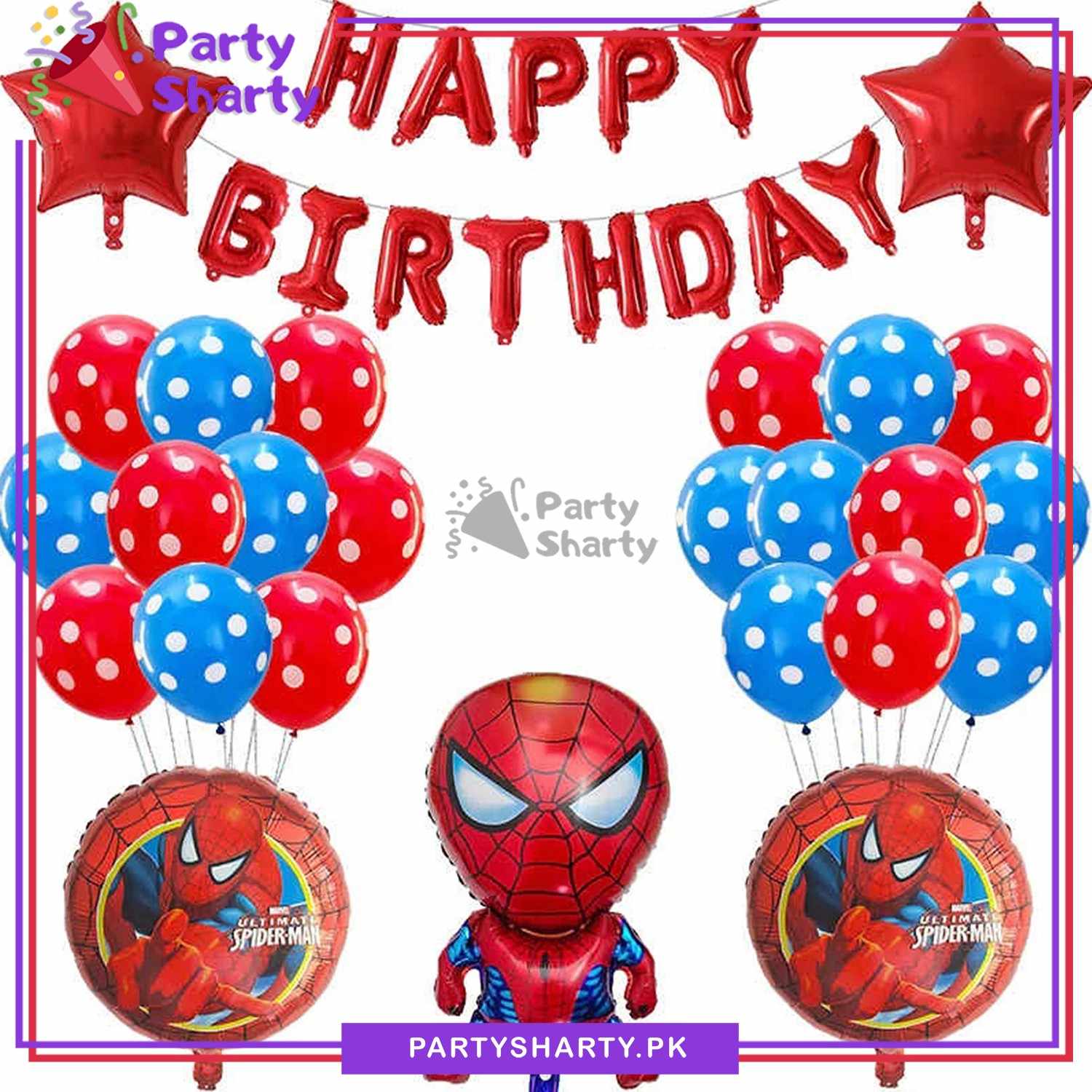 Red Spider Man Happy Birthday Theme Set for Birthday Decoration and Celebrations