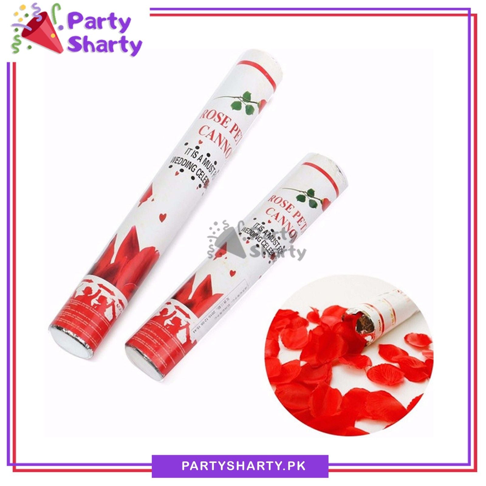 Red Rose Party Poppers Confetti For Wedding, Bridal Shower, Anniversary Celebration