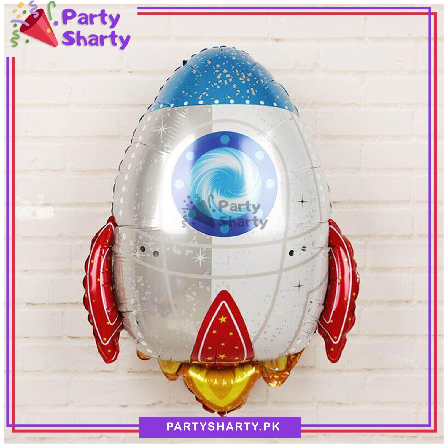 Large Rocket Shaped Foil Balloon For Space Birthday Party Theme