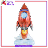 4D Inflatable Astronaut Space Rocket Balloons with Standing Rocket Base Foil Balloons for Kids Space Theme Birthday Party