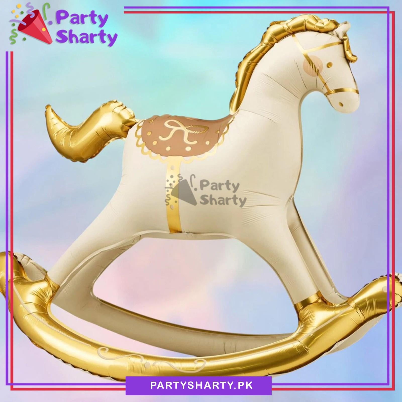 Rocking Horse Standing Foil Balloon For Baby Shower, Welcome Baby Theme Party Decoration & Celebration