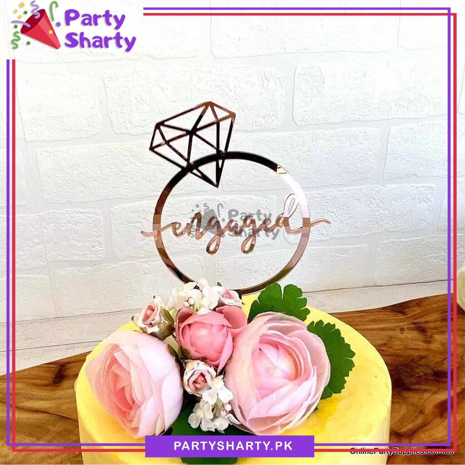 Engaged Acrylic Cake Topper For Engagement Wedding Celebration Decoration Supplies