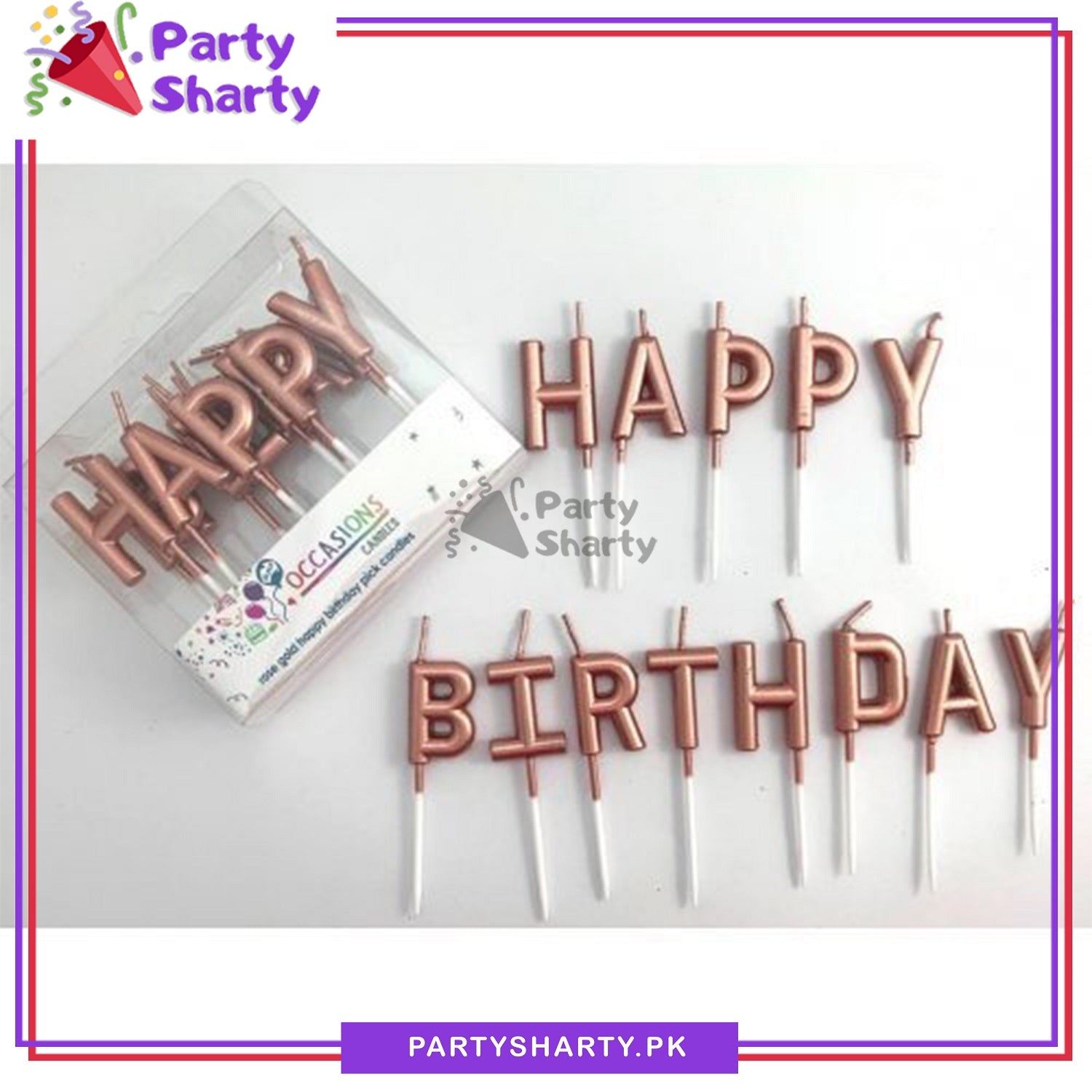 Rose Pink Color Happy Birthday Letter Candle for Birthday Cake and Celebration