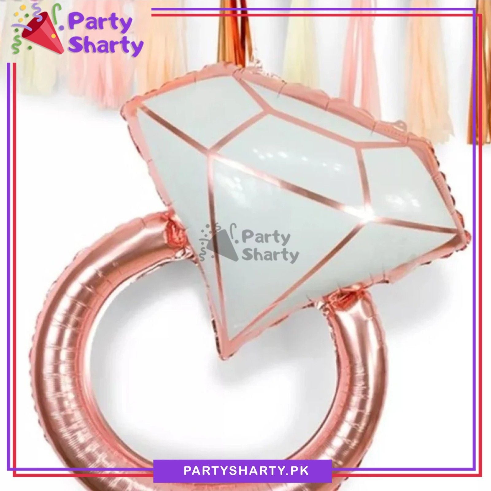 Rose Gold Diamond Ring Shaped Foil Balloon For Wedding or Bridal Shower Decoration & Celebration