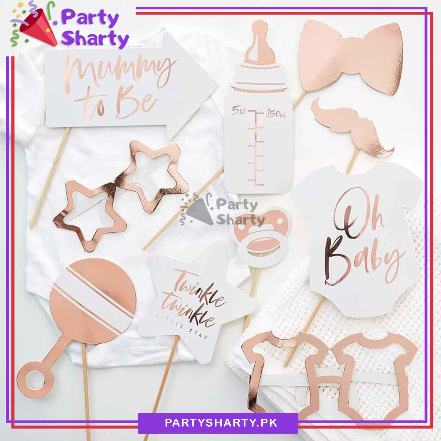 OH BABY Theme Photo Booth Props For Baby Shower Party Celebration and Decoration