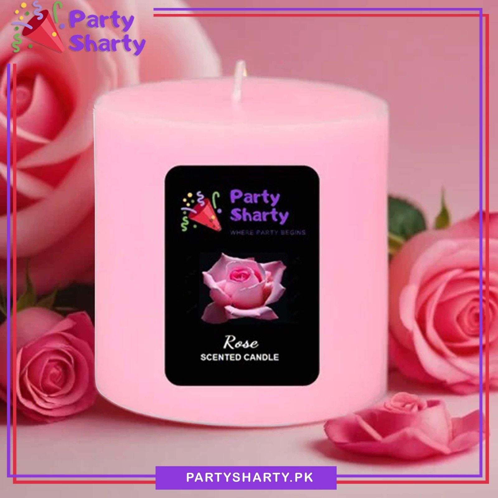 Rose Scented Pillar Candle For Room Decoration