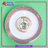 7inches White with Gold & Rose Gold Ceramic Style Disposable Plastic Plates For Party Event Decoration & Celebration