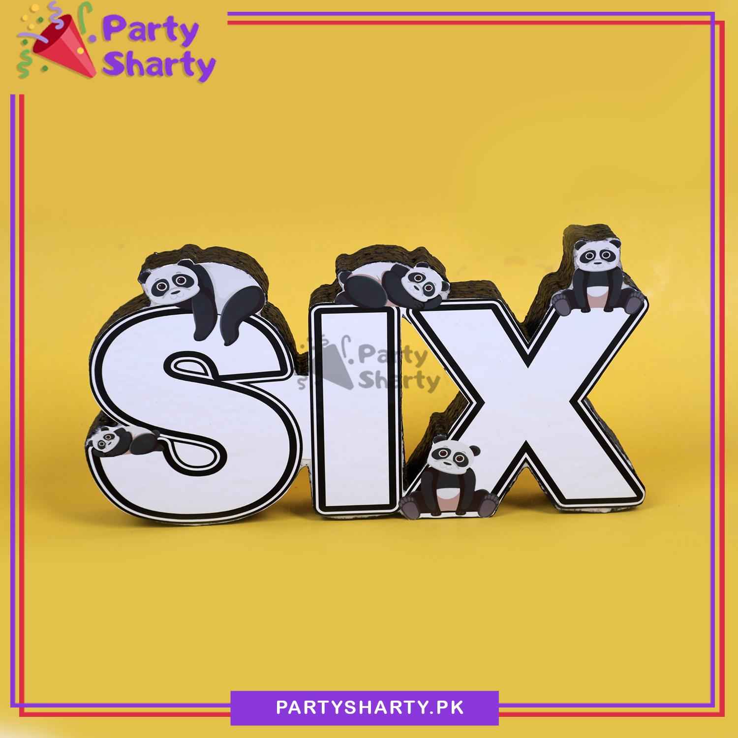 SIX Thermocol Standee For Panda Theme Based Sixth Birthday Celebration and Party Decoration