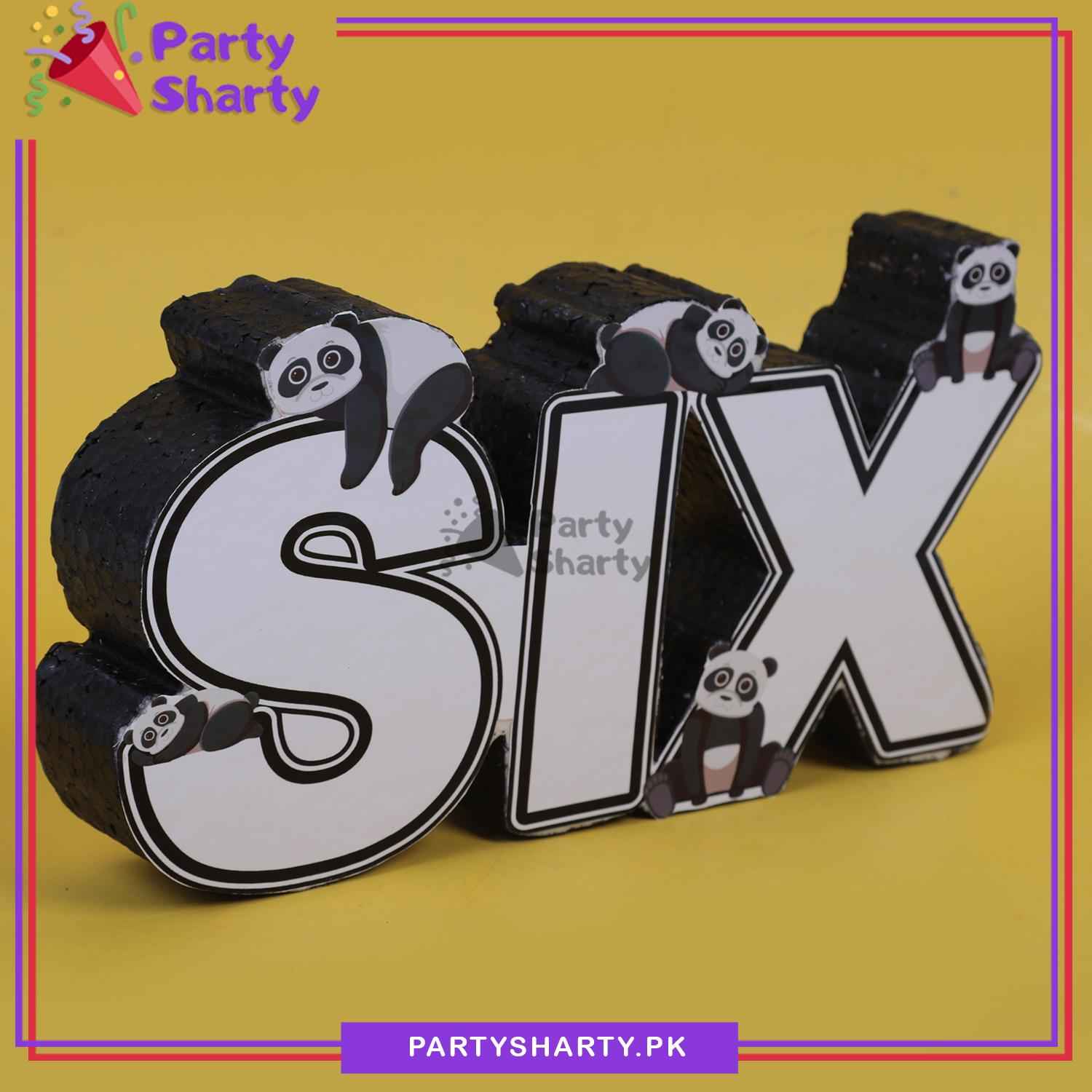SIX Thermocol Standee For Panda Theme Based Sixth Birthday Celebration and Party Decoration