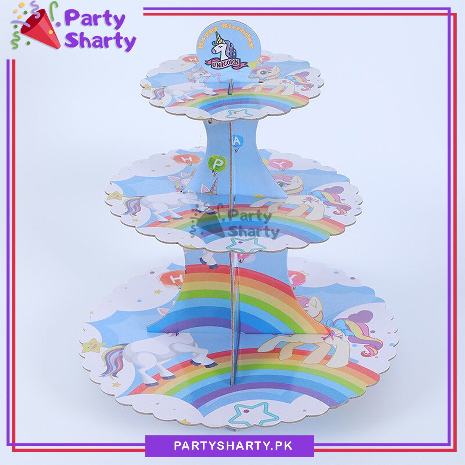 D-2 Unicorn Cupcake Stand For Unicorn Theme Party Decoration and Celebration
