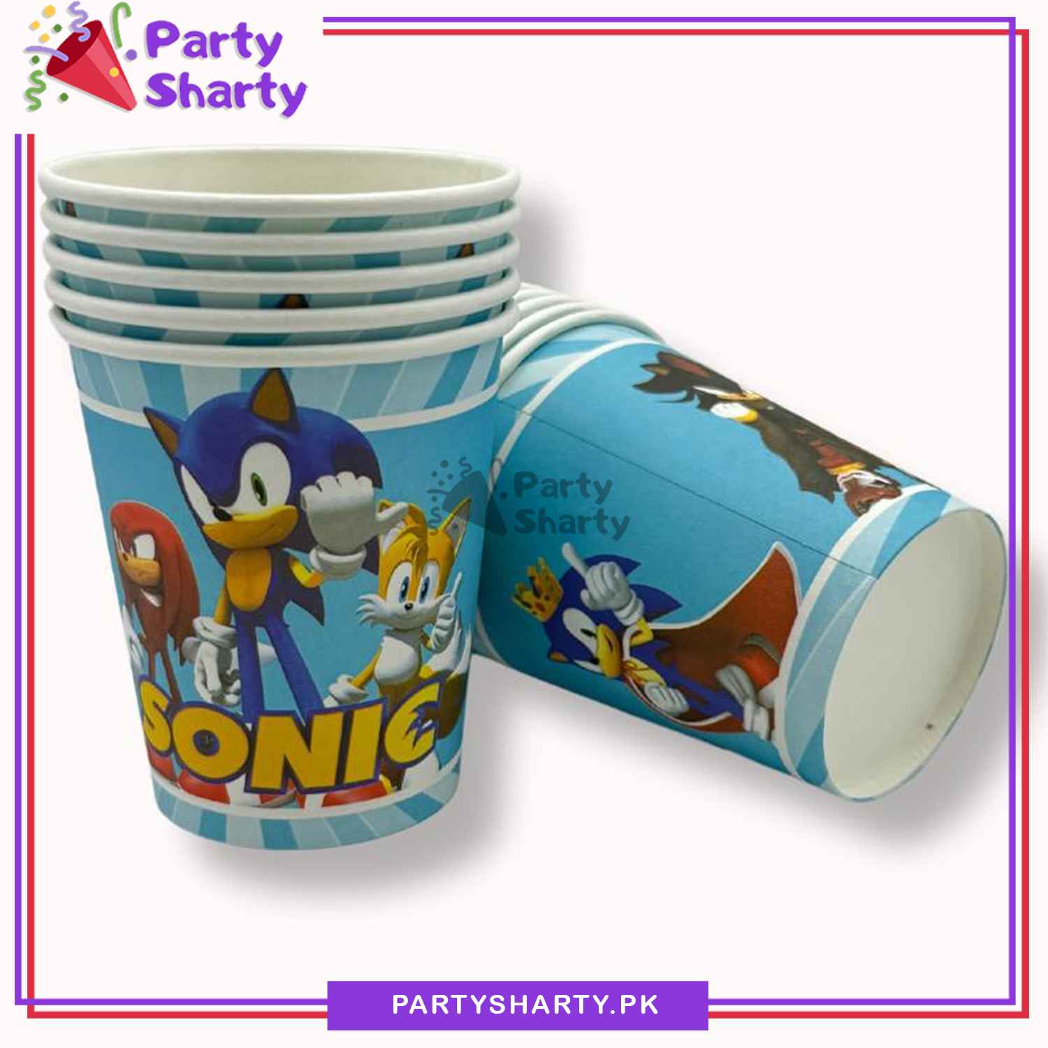 D-2 Sonic Theme Birthday Party Paper Cups / Glass For Themed Based Party Supplies and Decorations