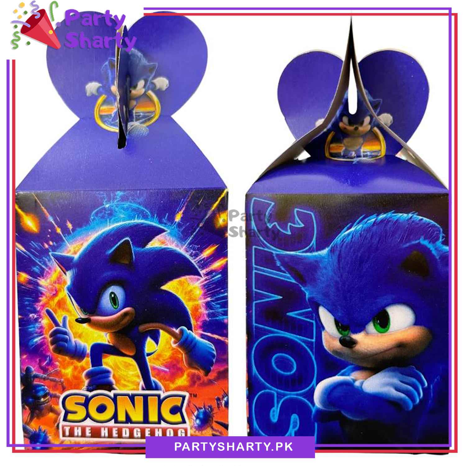 D-2 Sonic Theme Goody Boxes Pack of 10 For Theme Birthday Decoration and Celebration