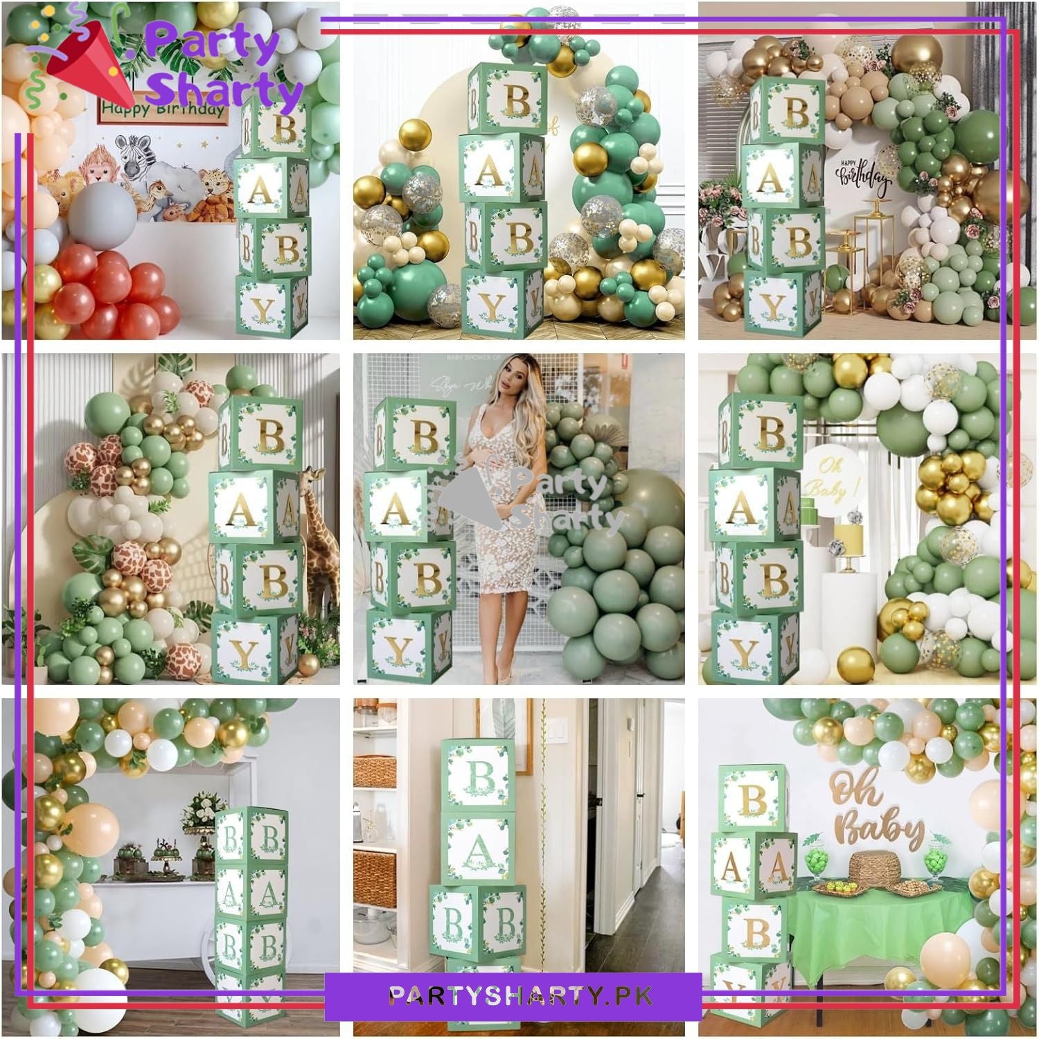 Sage Green BABY Box, DIY Baby Boxes for First Birthday, Welcome Baby, Gender Reveal, Baby Shower Party Decorations