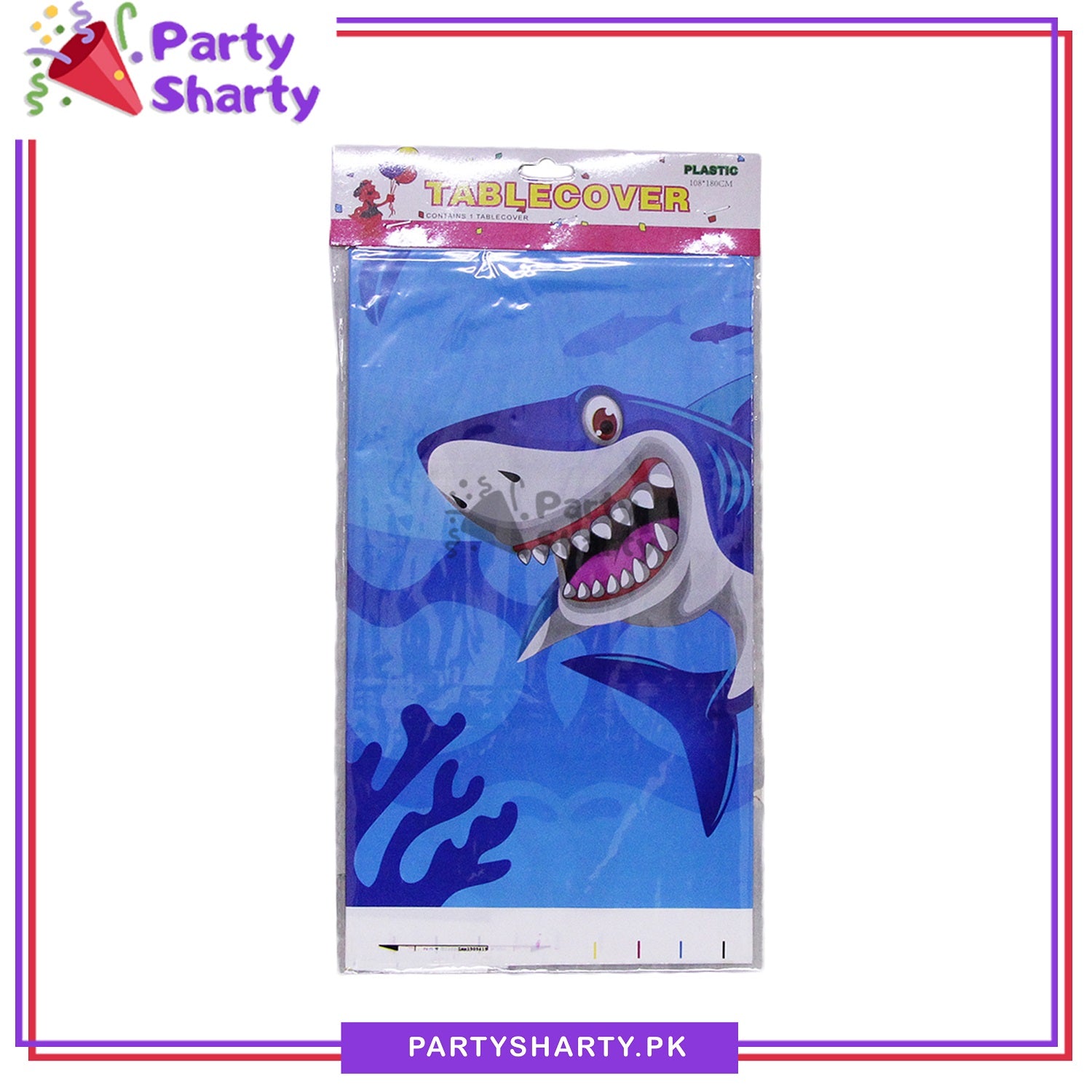 Blue Shark Party Theme Table Cover for Birthday Party and Decoration