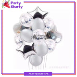 14 Pcs Confetti Decorative Party Balloons Set (Star, Heart Shaped & Confetti Filled Latex Party Balloons Set) For Birthday and Event
