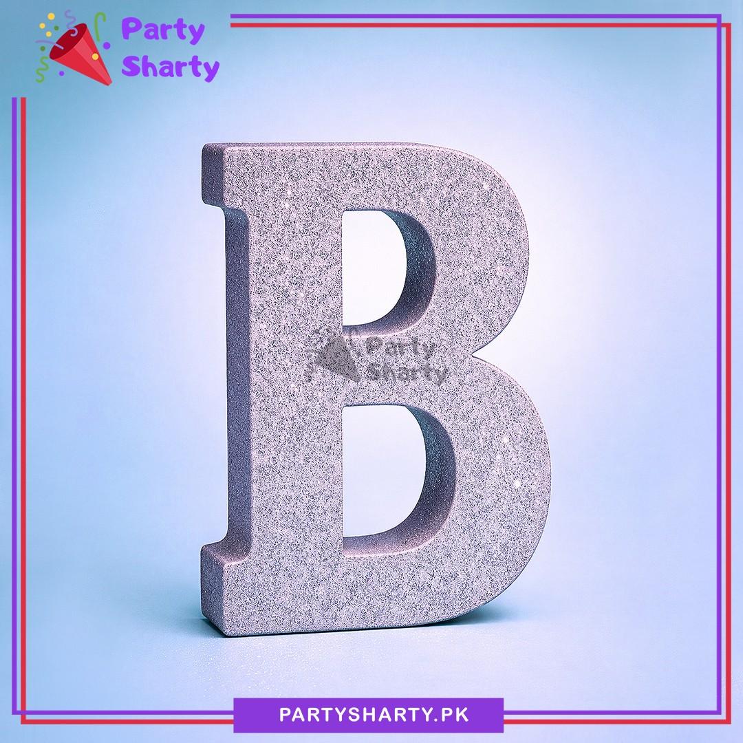 Silver Glitter Alphabet Sign Thermocol Standee For Birthday & Event Decoration