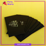 Silver Eid Mubarak Printed Black Color Eidi Envelopes (Pack 10) For Eid Celebration