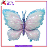5pcs/Set Sky Blue, Lilac & Pink Shade Butterfly Foil Balloon For Butterfly Themed Birthday, Baby Shower Party and Event Decoration