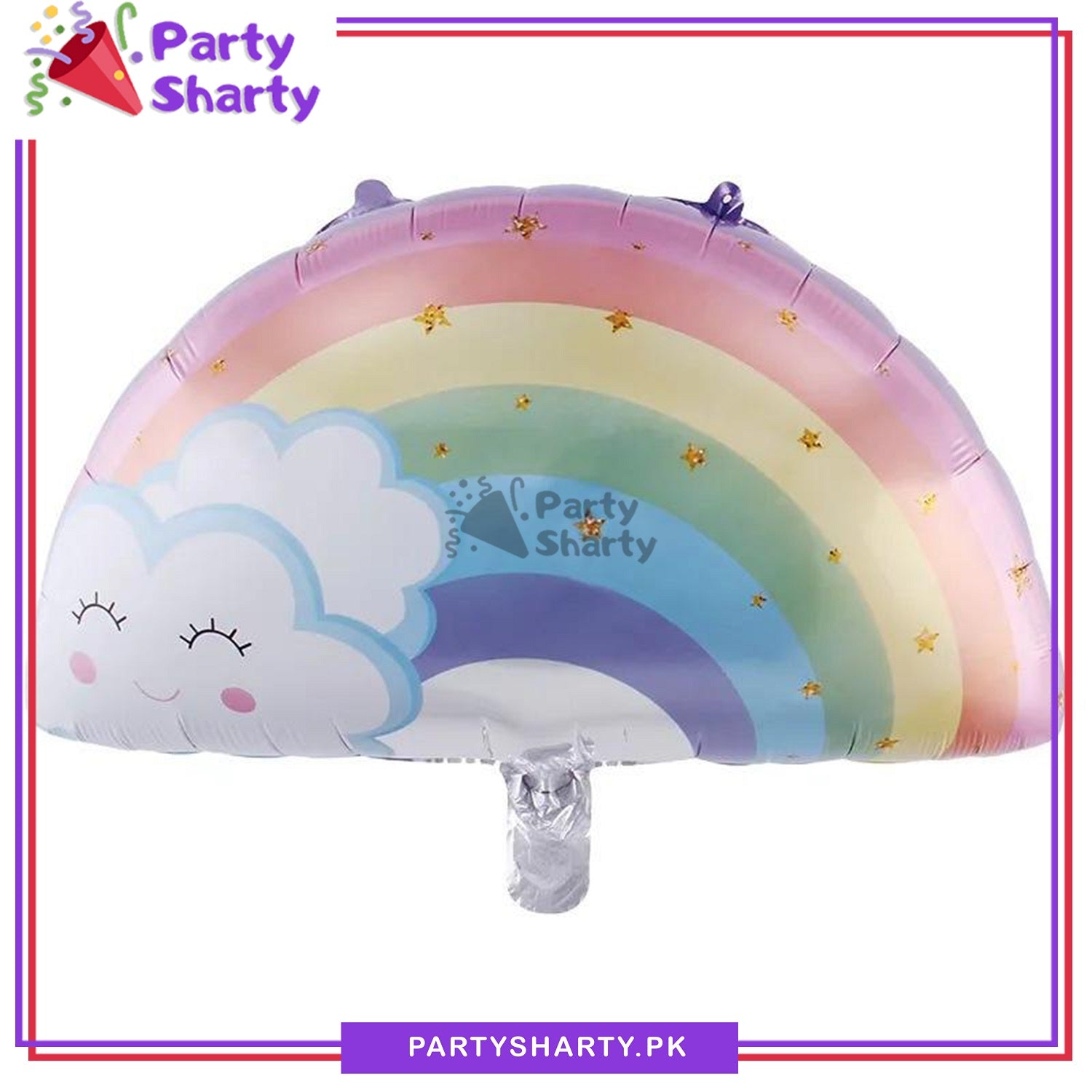 Smiling Cloud With Rainbow Shaped Foil Balloon For Theme Decoration and Celebrations