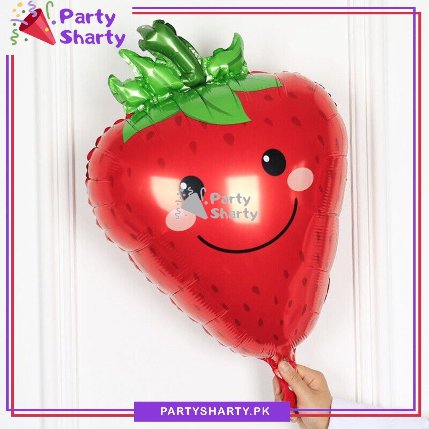 Smiley Strawberry Foil Balloon For Fruit Theme Party Decoration and Celebration